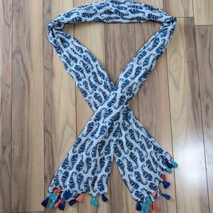 EUC! Kate Spade New York Dive Right In Seahorse Scarf With Tassels In Multi